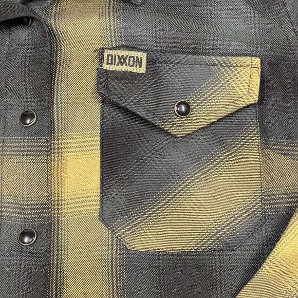 DIXXON Shirt Womens Small Black Gold Oil The Panhandle Plaid Snap Buttons - Picture 3 of 12